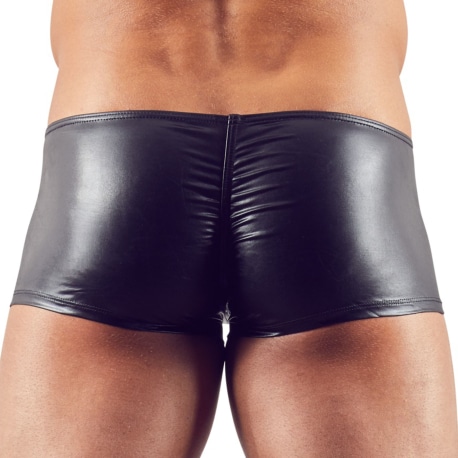 Boxer Court Zip Simili Cuir Noir