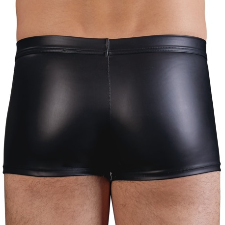 Leatherette Zipped Laced Trunks - Black