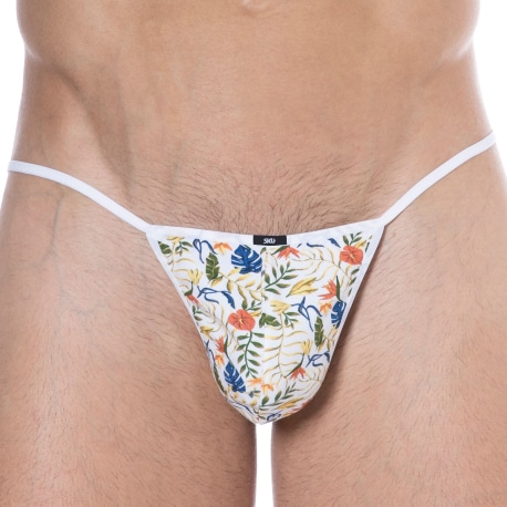 SKU Leaves Cotton Mini G-String - White