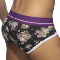 Addicted Violet Flowers Briefs - Black