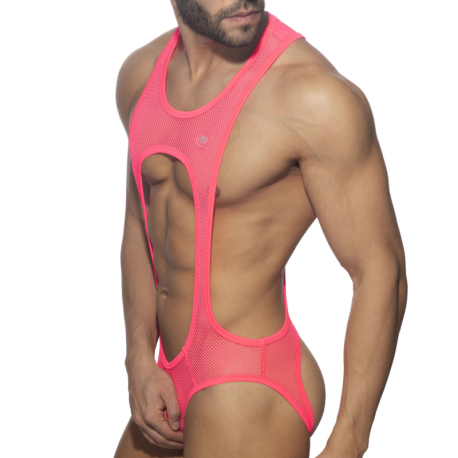 Addicted Bottomless Sexy Mesh Singlet - Neon Pink