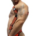 Breedwell Harnais Body Hybred Noir - Orange Fluo