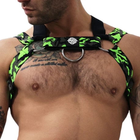 Breedwell Neo Camo 3-Way Harness - Neon Green