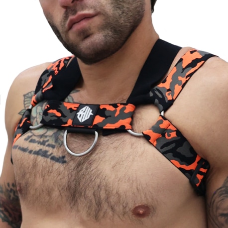 Breedwell Neo Camo 3-Way Harness - Neon Orange