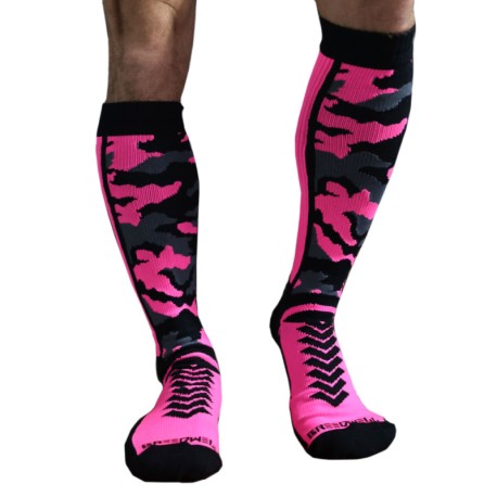 Breedwell Chaussettes Hautes Neo Camo Rose Fluo