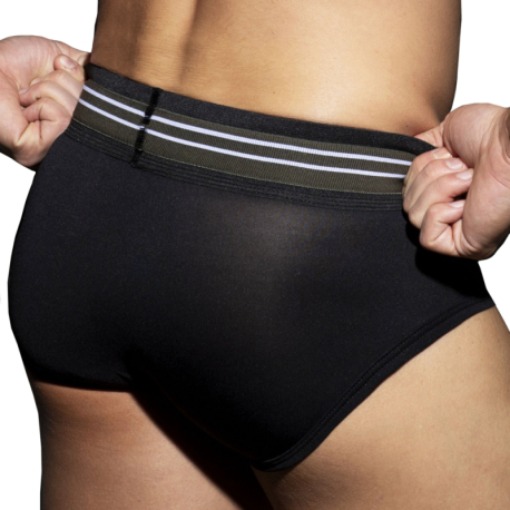 AD Fetish Double Stripe Briefs - Black - Khaki