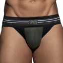 AD Fetish Double Stripe Jock - Black - Khaki