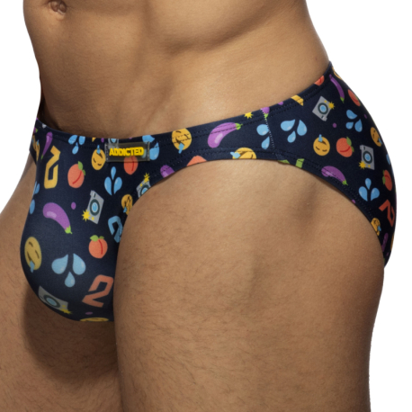 Addicted Emoji Bikini Briefs - Navy