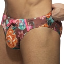 Addicted Roses Swim Briefs - Brown