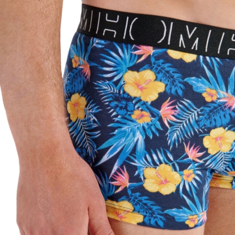 HOM Lot de 3 Boxers Gino Coton Noir - Gris Chiné - Imprimé Floral