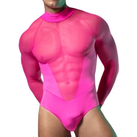 CandyMan Mesh Bodysuit - Hot Pink