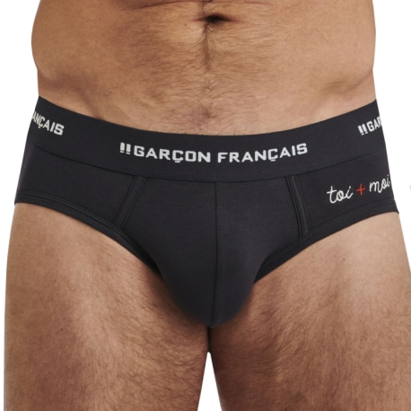 Garçon Français "Toi + Moi" Cotton Briefs - Navy