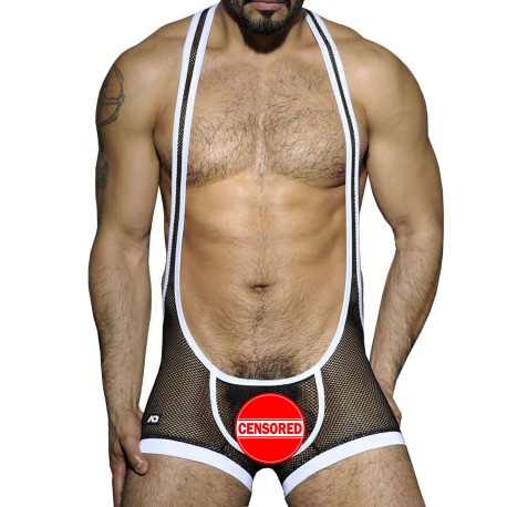 AD Fetish Fetish Mesh Singlet - Black - White