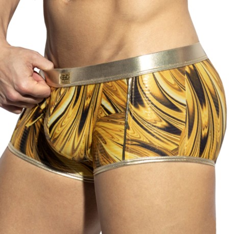 Male Metallic Shiny Gold Stretchy Boxer Brief Knickers Boy Shorts