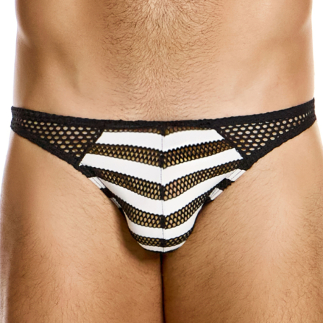 Modus Vivendi Striped Through Low Cut Briefs - Black - White