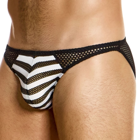 Modus Vivendi Striped Through Low Cut Briefs - Black - White