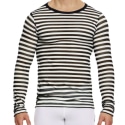 Modus Vivendi Striped Through Long Sleeves T-Shirt - Black - White