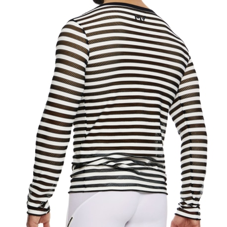 Modus Vivendi T-Shirt Manches Longues Striped Through Rayé Noir - Blanc