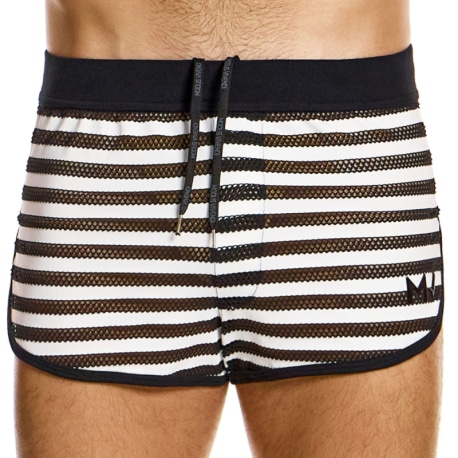 Modus Vivendi Striped Through Jogging Shorts - Black - White