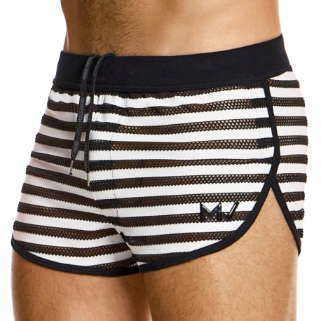 Modus Vivendi Striped Through Jogging Shorts - Black - White