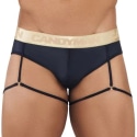 CandyMan Slip Jarretière Mesh Noir - Or