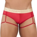 CandyMan Garter Mesh Briefs - Red - Gold