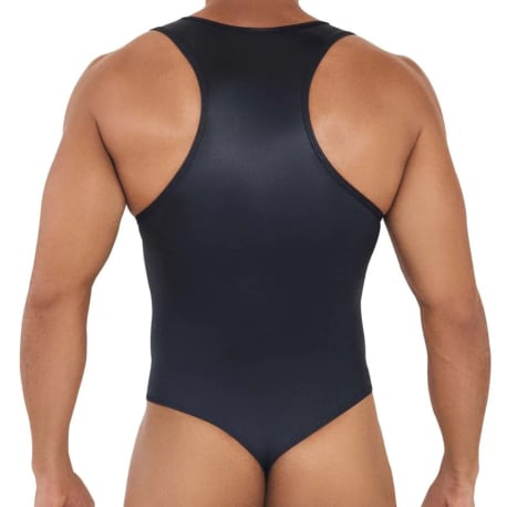 CandyMan Work-N-Play Zip Thong Bodysuit - Black