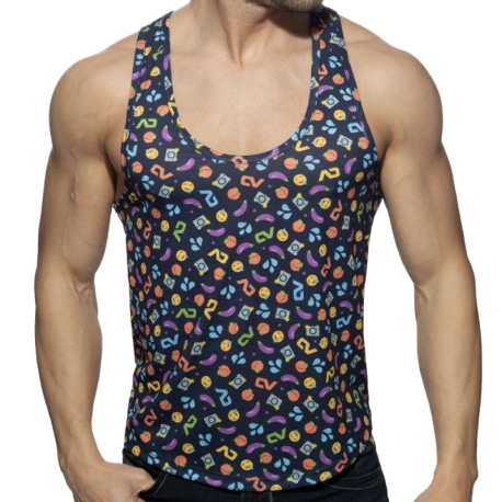 Addicted Emoji Tank Top - Navy