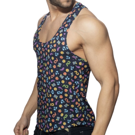 Addicted Emoji Tank Top - Navy