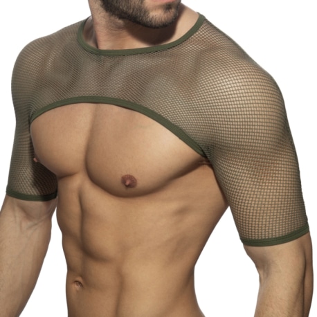 Addicted Mesh Shoulder Top - Khaki