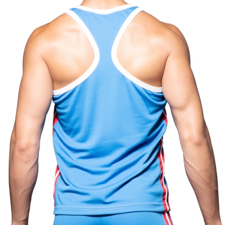 Andrew Christian Phys. Ed. Varsity Mesh Tank Top - Blue