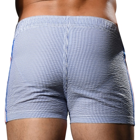 Andrew Christian Hamptons Swim Shorts - Royal - White Stripe