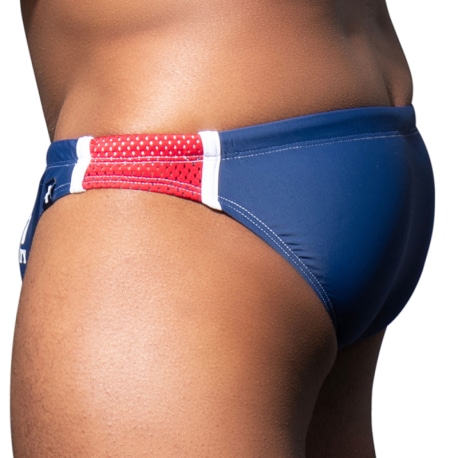 Andrew Christian Slip de Bain Bikini Phys. Ed. Varsity Bleu Marine