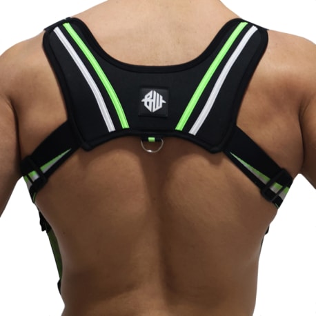 Breedwell Harnais Body Jock Transistor Noir - Vert Fluo