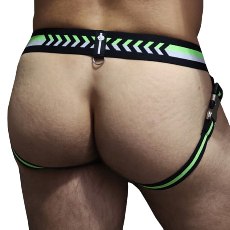 Breedwell Jock Strap Transistor Noir - Vert Fluo