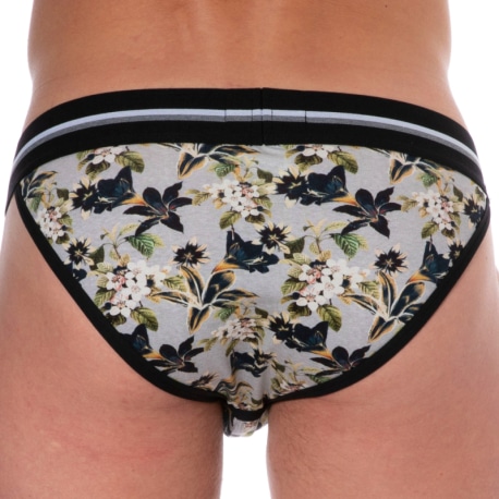 SKU Slip Tanga Coton Floral Gris