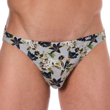 Men's New Arrival Single Piece Flower Print Elephant Trunk Thong Underwear  With Double Pouch Sexy Design