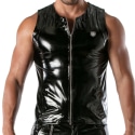 TOF Paris Vinyl Sleeveless Zip Jacket - Black