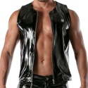 TOF Paris Vinyl Sleeveless Zip Jacket - Black