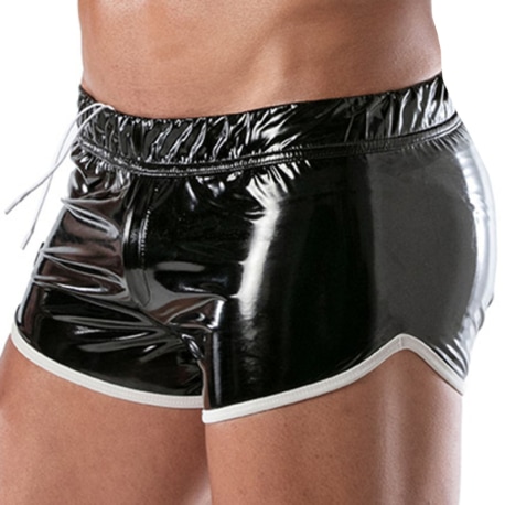 TOF Paris Vinyl Shorts - Black - White