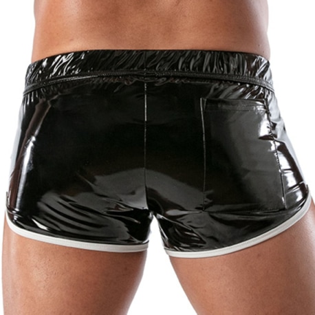 TOF Paris Vinyl Shorts - Black - White