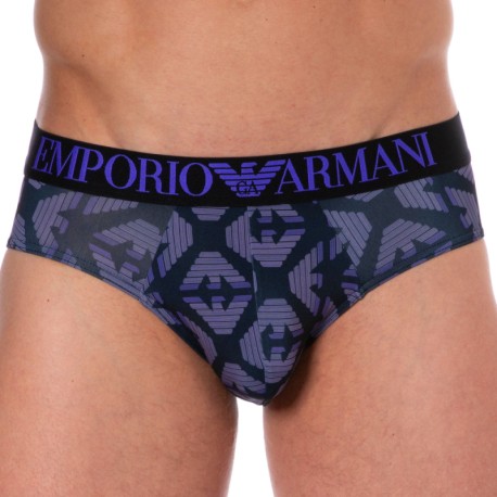 Emporio Armani All Over Printed Microfiber Briefs - Purple Eagles