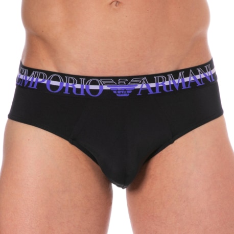 Emporio Armani Megalogo Cotton Briefs - Black