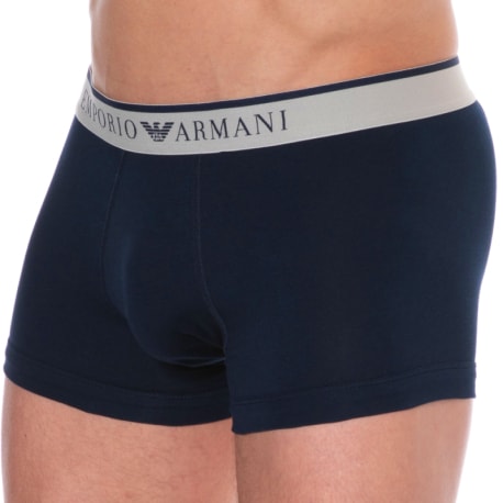 Emporio Armani Yarn Dyed Cotton Boxer Briefs - Navy