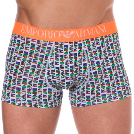 Emporio Armani All Over Vertical Logo Cotton Boxer Briefs - White