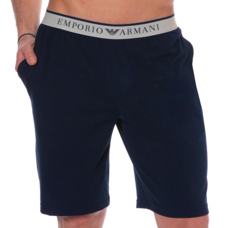 Emporio Armani Yarn Dyed Cotton Shorts - Navy
