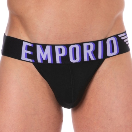 Emporio Armani Megalogo Cotton Jock - Black