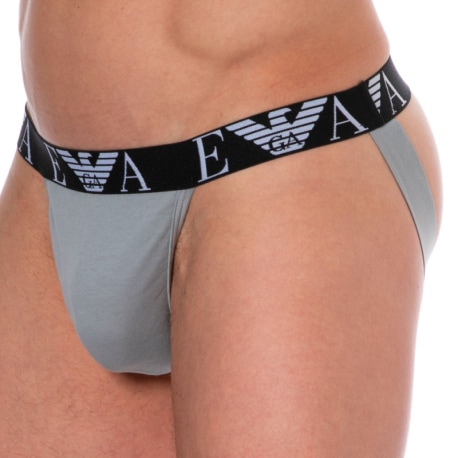 Emporio Armani Bold Monogram Cotton Jock - Stone