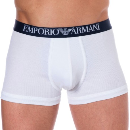 Emporio Armani Boxer Ribbed Stretch Cotton Blanc