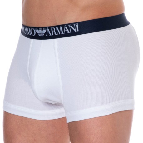Emporio Armani Ribbed Stretch Cotton Boxer Briefs - White